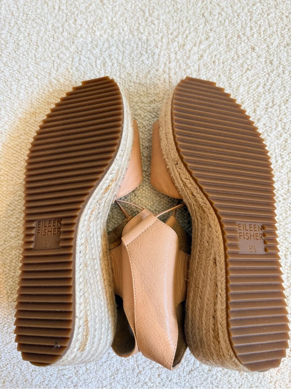 Eileen Fisher Tan Espadrille Wedge Sandals